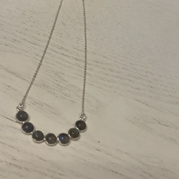 STERLING SILVER LABRADORITE GEMSTONE NECKLACE - Picture 5 of 11